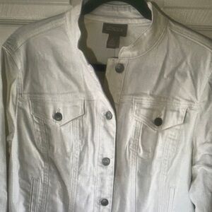 NWT Chico’s White Collarless Debim Jacket Sz L